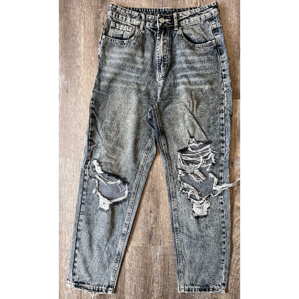 Shein‎ Women's distressed/destroyed black acid wash jeans size M